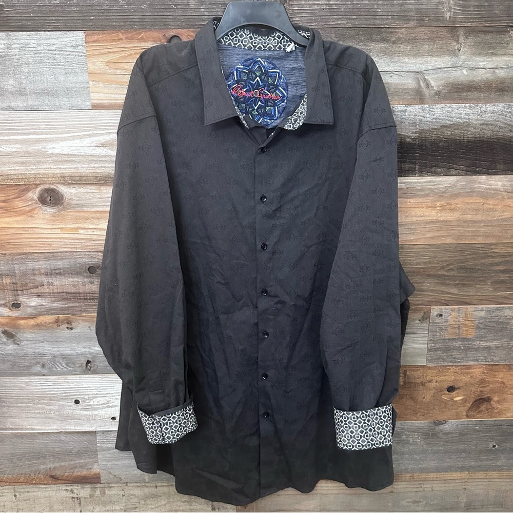 Robert Graham Black Designer Shirt 4xl Geometric Flip Cuff Western Mens Career